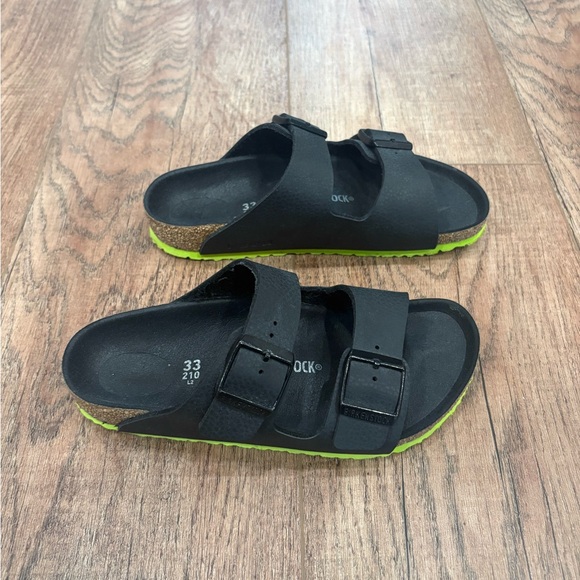 Birkenstock Kid’s Arizona Burko-Flor Camo Black Lime size youth 2-2.5 - Picture 2 of 7
